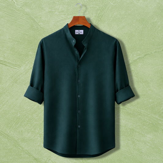 Zafran Band Collar Shirt - Teal