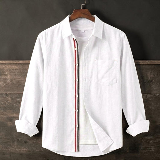 Contrast Placket Full Sleeve Shirt - White