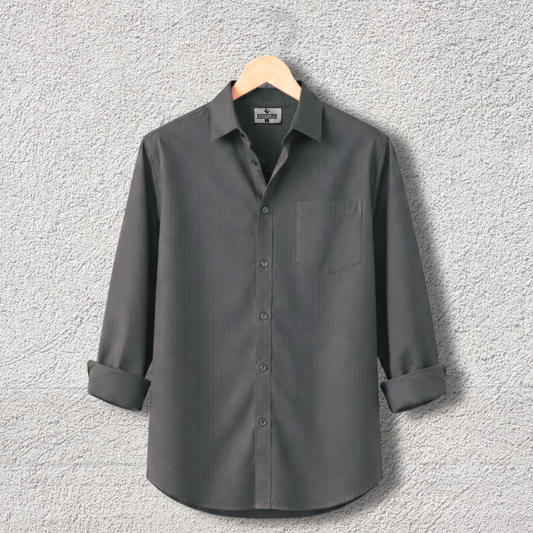 Fine Cotton Stripe Shirt – Charcoal Grey