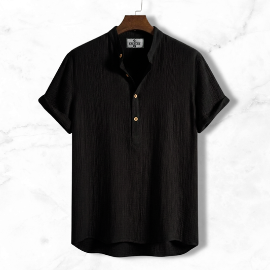 China Cotton Half Sleeve Katua - Black