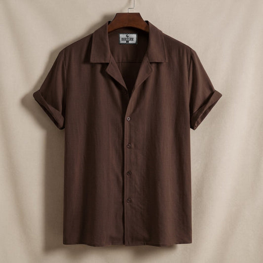 Cuban Half Sleeve Shirt - Chocolate
