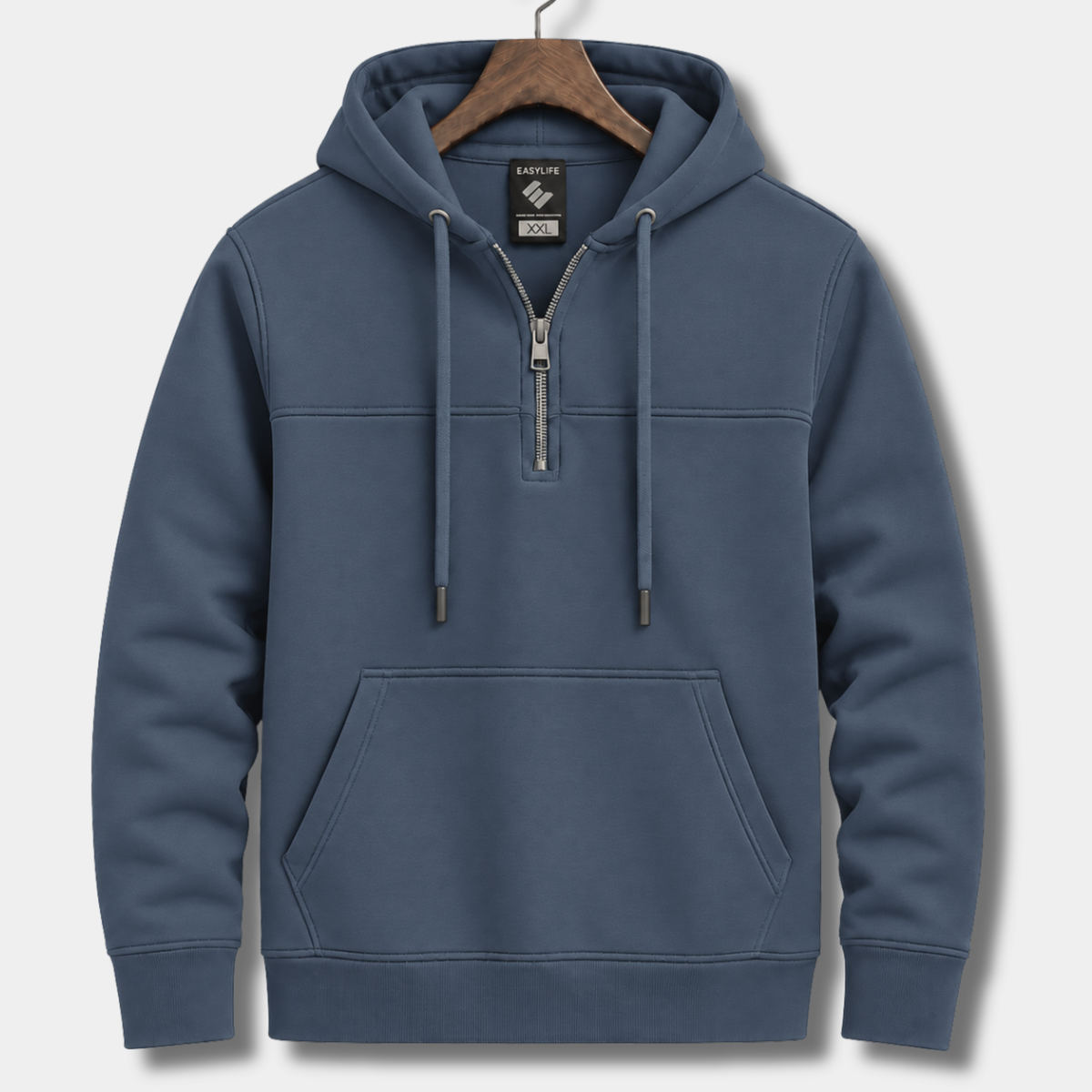 Classic Half-Zip Hoodie - Deep Sky Blue