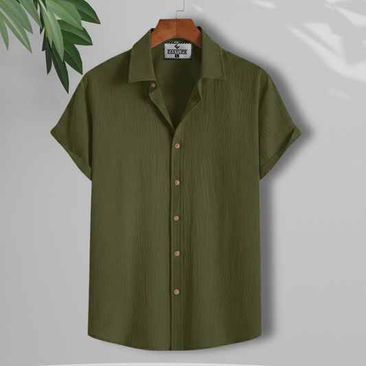 Zafran Half Sleeve Casual Shirt - Olive