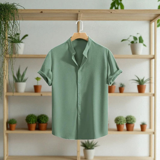 Jafran Sea Green Color Half Sleeve Shirt