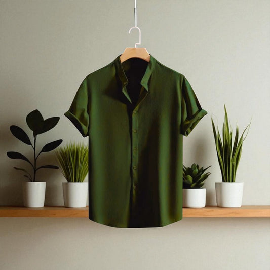 Jafran Olive Color Half Sleeve Shirt