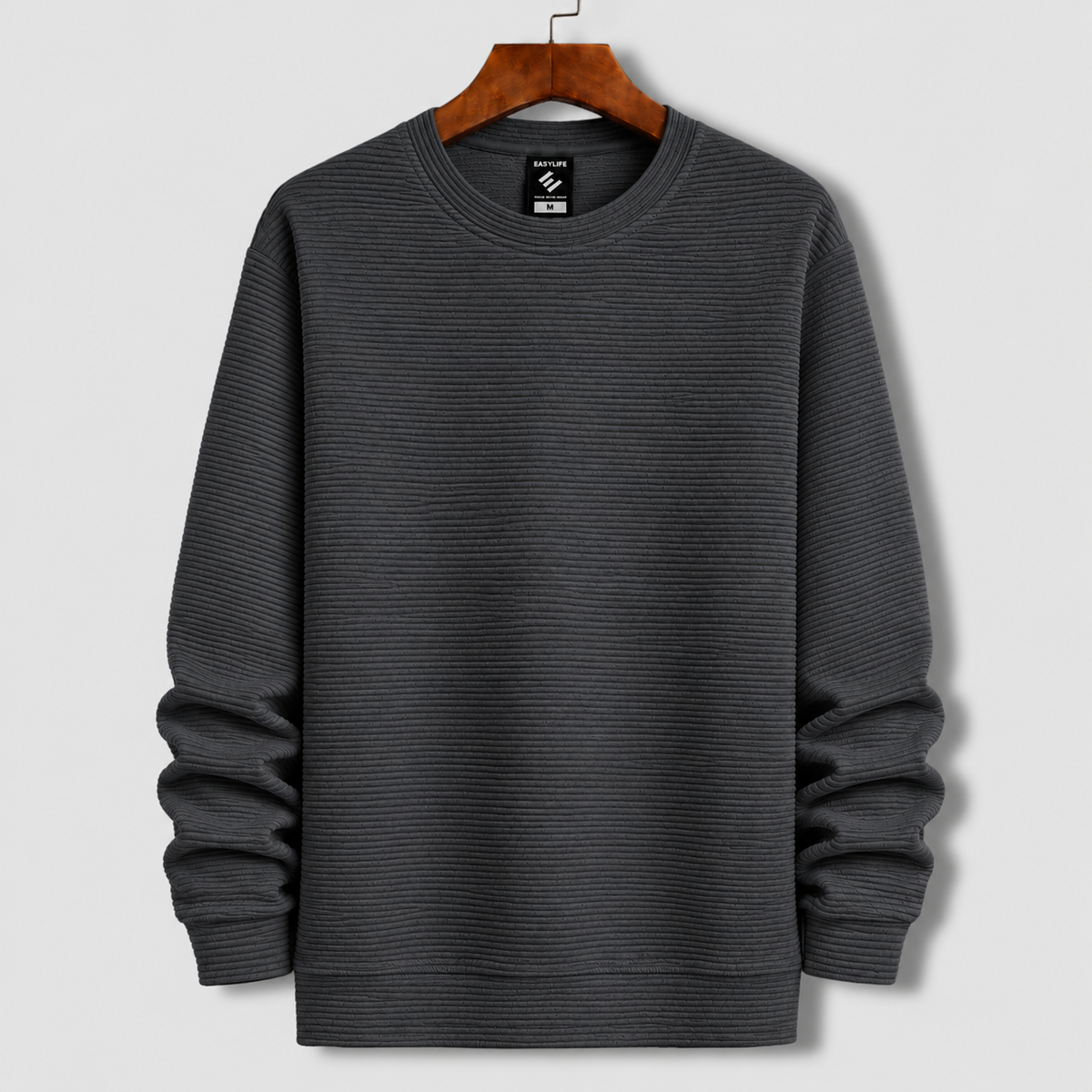 Premium Cord Textured Sweatshirt - Charcoal