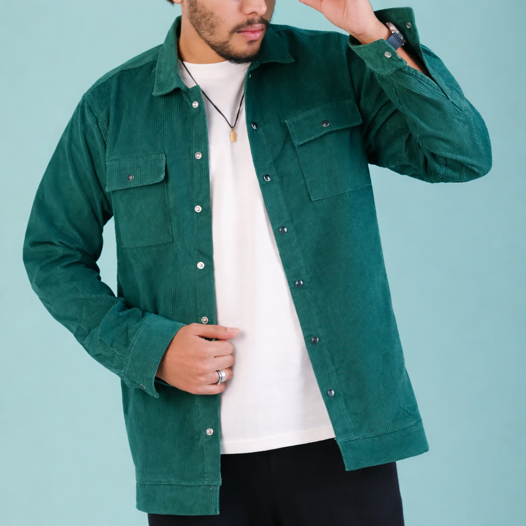 Men's Corduroy Light Weight Jackets -Bottle Green