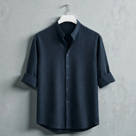 Zafran Band Collar Shirt - Teal