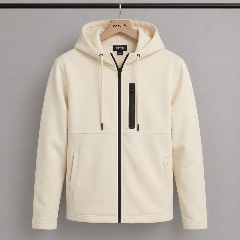 Men's Arms Full Zip Hooded Jacket - Cream