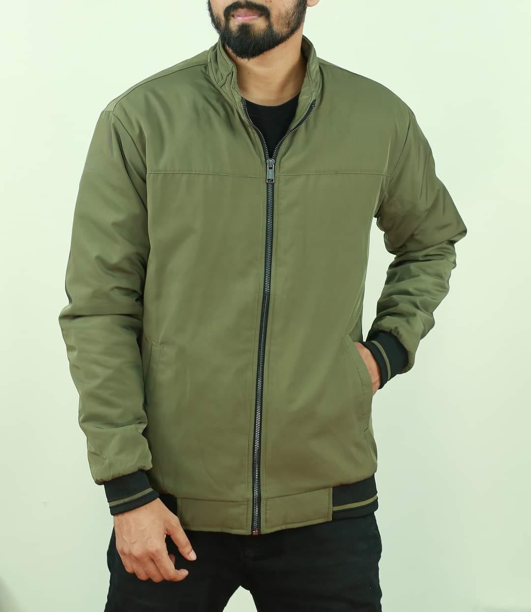 Olive Colour RP High Neck Men Jacket