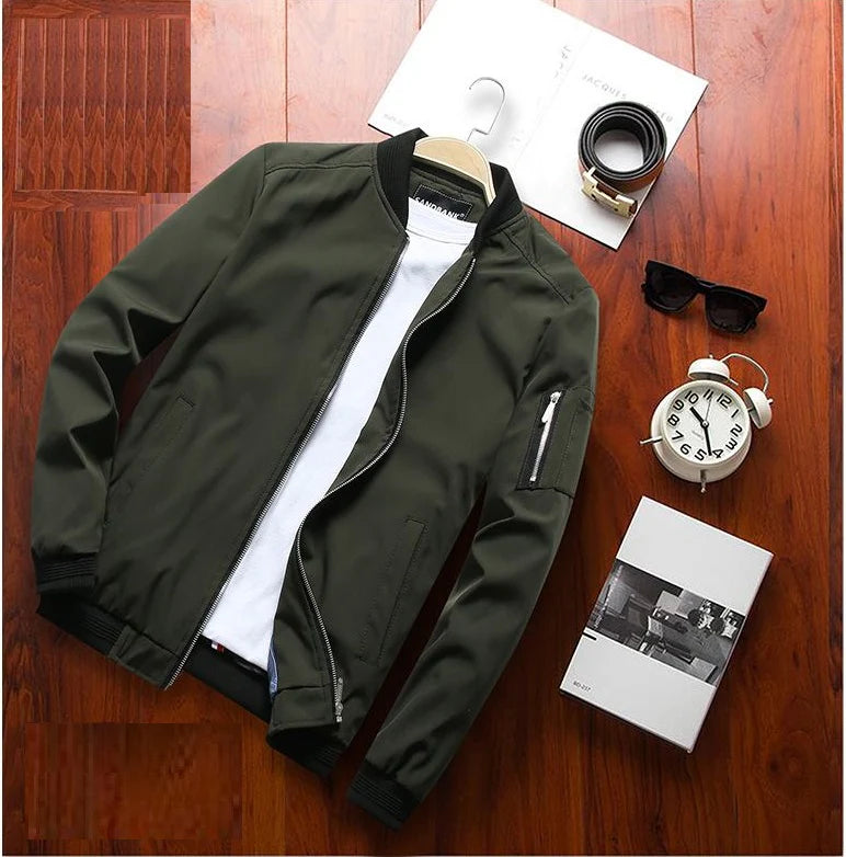 Bomber V- Neck Olive Color Jacket