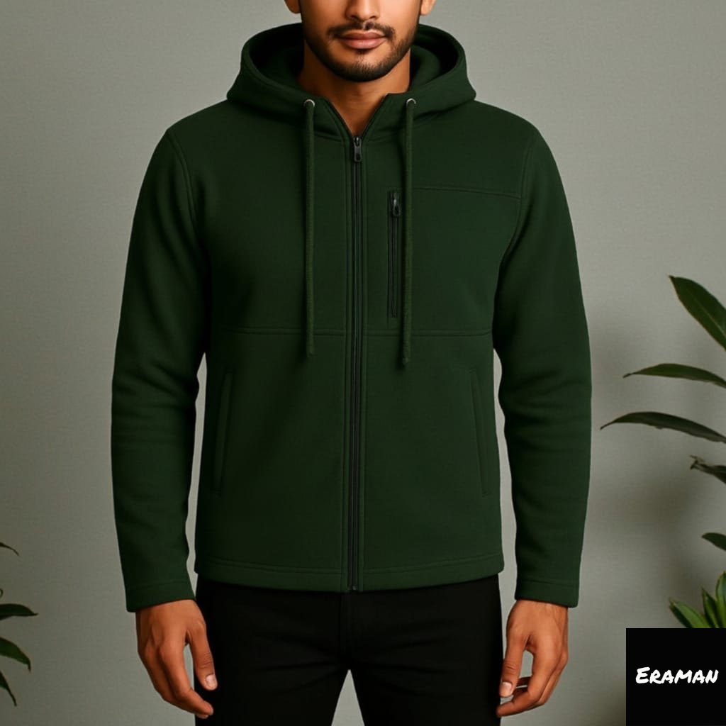 Men's Arms Full Zip Hooded Jacket - Bottle Green