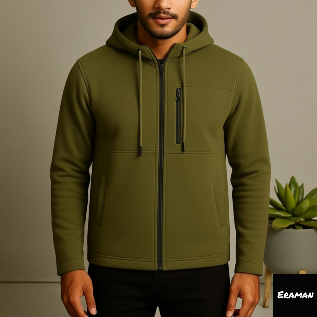 Men's Arms Full Zip Hooded Jacket - Olive