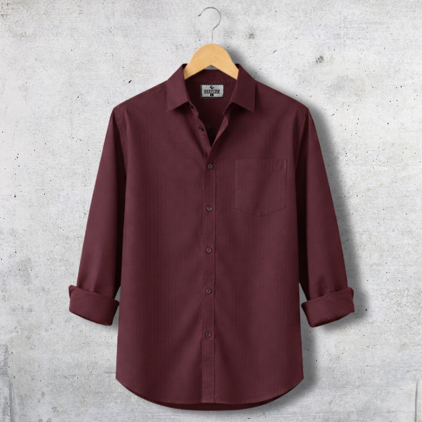 Fine Cotton Stripe Shirt – Deep Marron