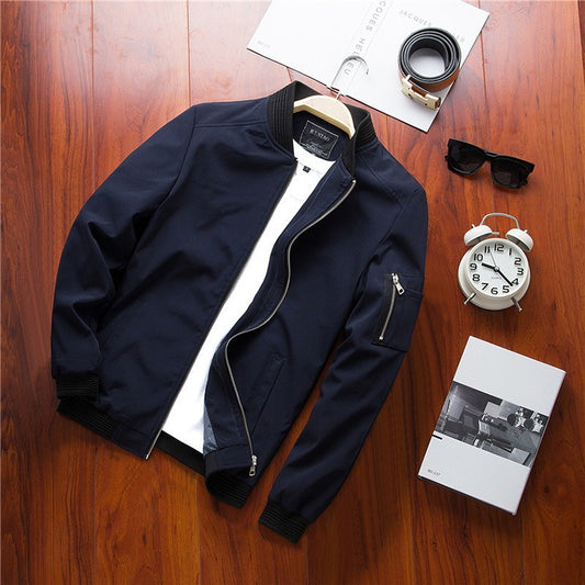 Bomber V- Neck Navy Blue Color Jacket