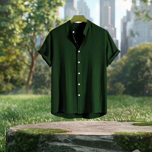 Band Coller Green Color Shirt
