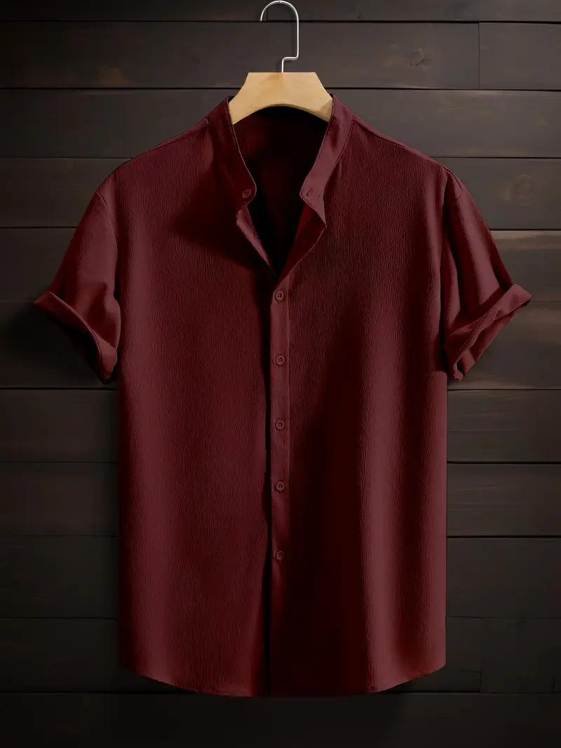 Band collar Marron color shirt