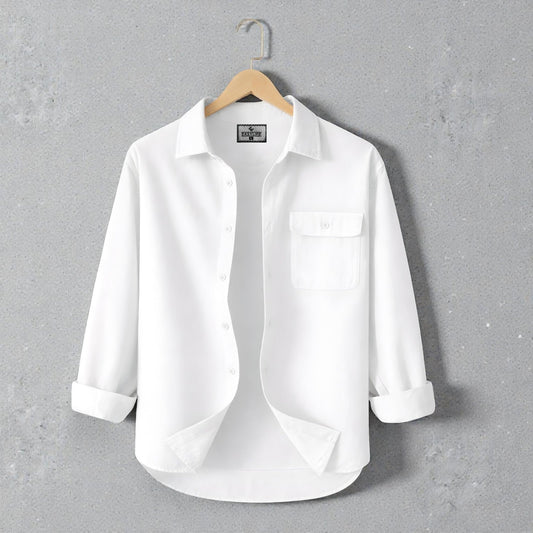 Single Pocket Casual Shirt - White