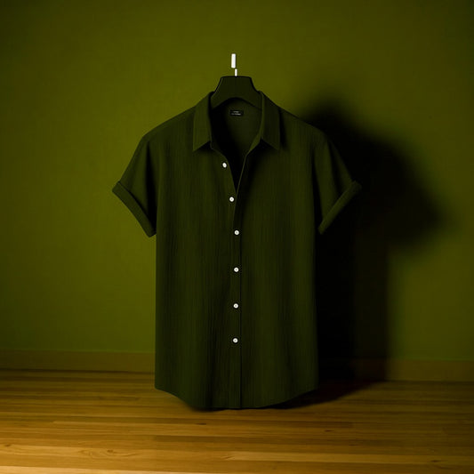 Luxury Half Sleeve Olive Color Shirt