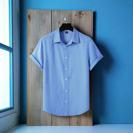 Luxury Half Sleeve Sky Color Shirt